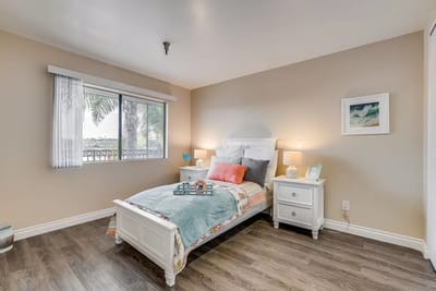 Bright interior of a private resident room with decor