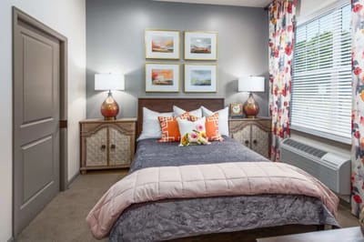 Cozy interior of a resident room with floral decor