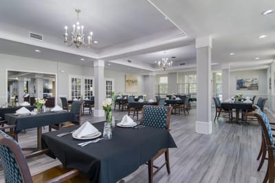 Dining room with elegant table settings
