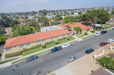 Aerial view of Arroyo Vista Nursing Center and surroundings