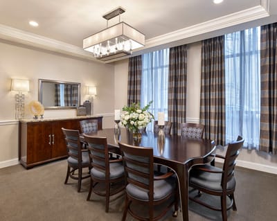 Interior dining area with elegant decor and seating