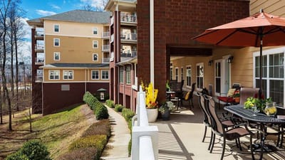 Outdoor patio with seating and plants