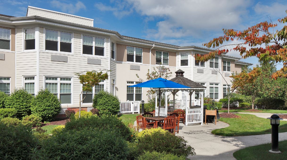 Outdoor space with gazebo and seating area