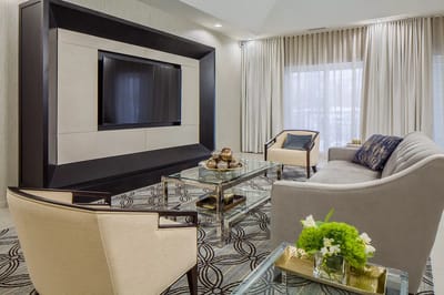Modern lounge area with stylish furniture