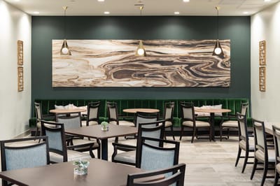 Bright dining area with stylish decor