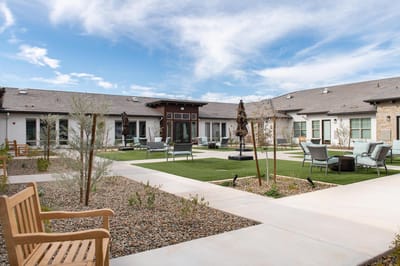 Beautiful outdoor space with seating and landscaping