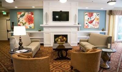Interior common area with cozy seating and decor