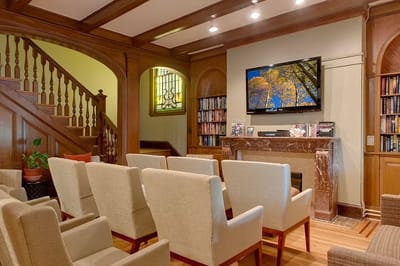 Common area with seating and a television