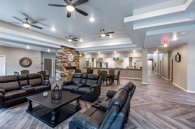 Comfortable common area with seating and decor