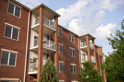 Exterior view of a senior living community building