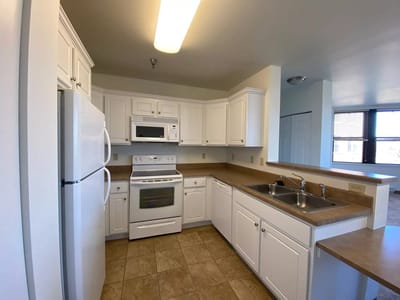 Bright and spacious assisted living kitchen area