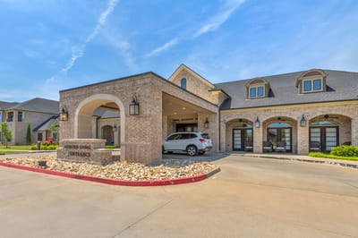 Exterior view of assisted living facility entrance