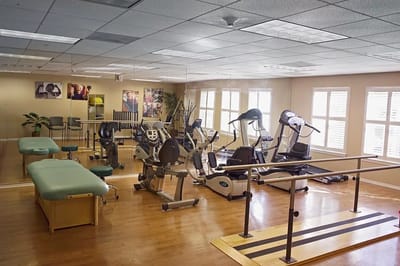 Interior of a fitness area with exercise equipment