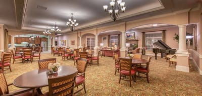Interior dining area with tables and chairs
