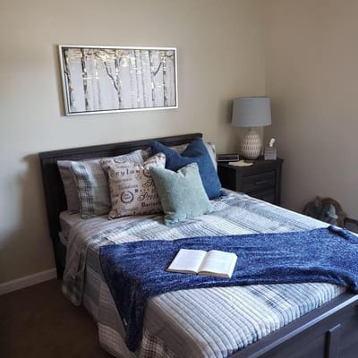 Cozy private resident room with warm decor