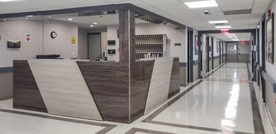 Reception area of a nursing home facility