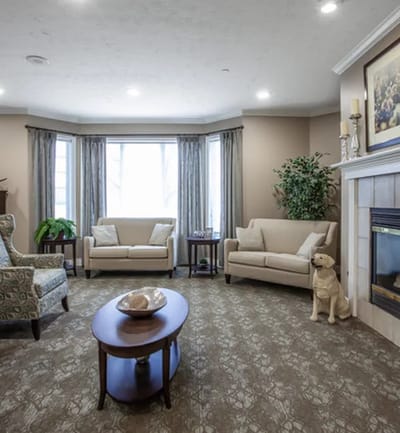Cozy common area with seating and window light
