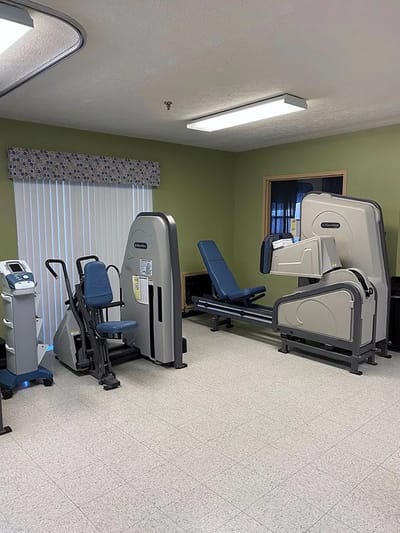 Interior of a fitness area with exercise machines
