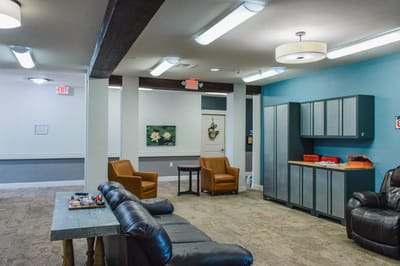 Bright common area with comfortable seating
