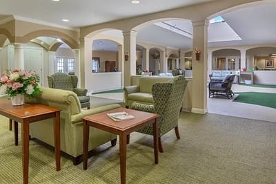 Bright common area with comfortable seating