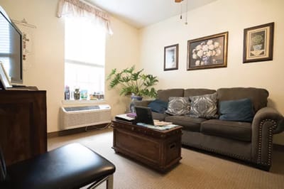 Cozy living room in a senior care facility
