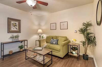 Cozy interior of a resident's lounge room