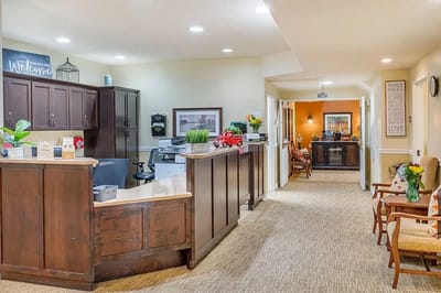 Interior view of a reception area in a senior living facility