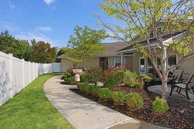 Beautiful outdoor garden area with walking path