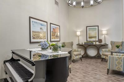 Interior common area with a piano and decor