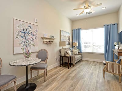Cozy interior view of a senior living room with furnishings