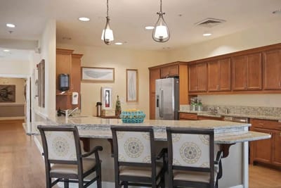 Modern kitchen area in a senior living facility