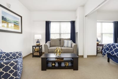 Cozy living space in an assisted living facility