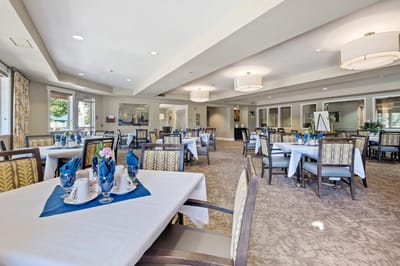 Dining room set up for a meal service