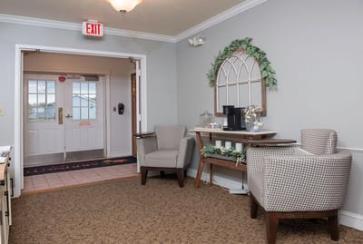Welcoming common area with seating and decor