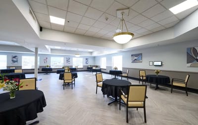 An interior view of a spacious activity room