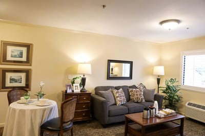 Cozy interior lounge area with seating and decor