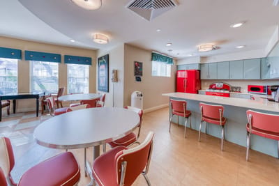 Bright common area with modern furnishings and appliances