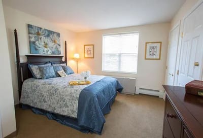 Cozy private bedroom in assisted living facility