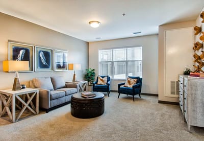 Cozy interior lounge area with seating and decor