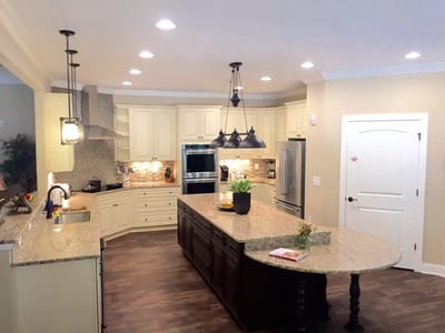 Modern kitchen setup with spacious island and appliances