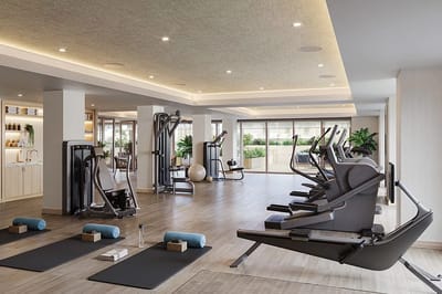 Interior gym area with exercise equipment