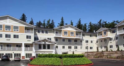 Exterior view of the Courtyard Fountains facility