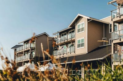 Exterior view of the assisted living facility with balconies