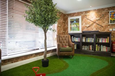 Cozy reading nook in a communal area
