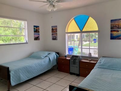 Interior view of a shared resident room with two beds
