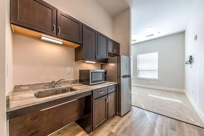 Interior view of a small kitchenette area
