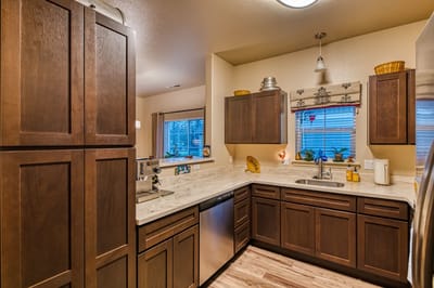 Interior kitchen space in assisted living facility