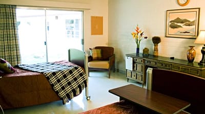 Cozy private room in a senior living facility