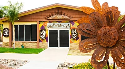 Exterior view of a colorful assisted living facility