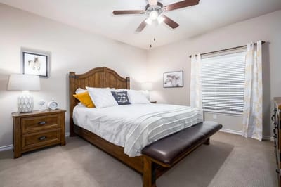 A well-decorated private resident room
